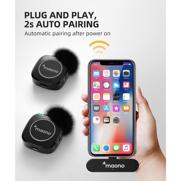 MAONO Ultra-Compact Wireless Lavalier Microphone with MFi Certified for iPhone - Picture 3 of 8